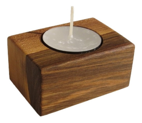 Porta Velas Cubo De Madera Paraíso/guayubira Artesanal X 1