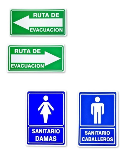 Señalamiento Baños Hombre/ Mujer Mas Salida De Emergencia 