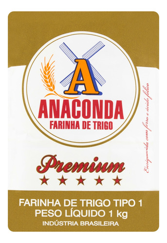 Farinha de Trigo Tipo 1 Anaconda Premium Pacote 1kg