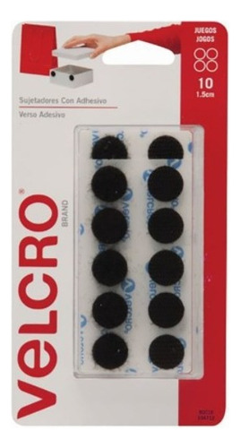 Círculos de Velcro sujetador negro adhesivos resistentes 10