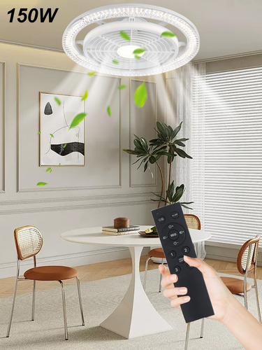 Lámpara Con Ventilador Techo 7 Aspas 150w Con Luz 3 Colores