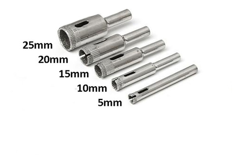 Juego De 5 Mechas 5 A 25 Diamantadas Vidrio Mármol Porcelan.