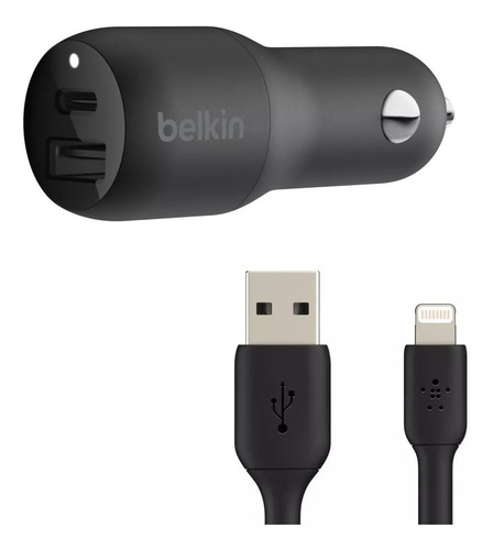 Cargador Belkin De Auto 37w  Pps + Cable Usba A Lightning