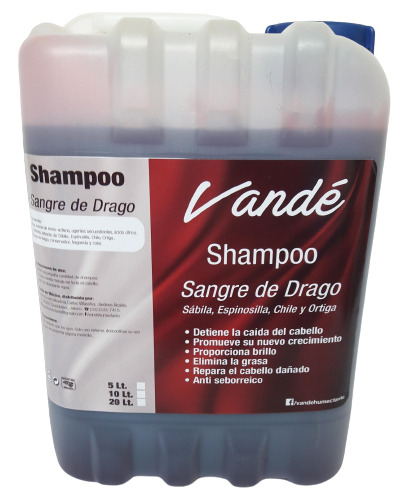 2 Bidones Shampoo Anticaida Sangre Drago 20 Litros Cada Uno.