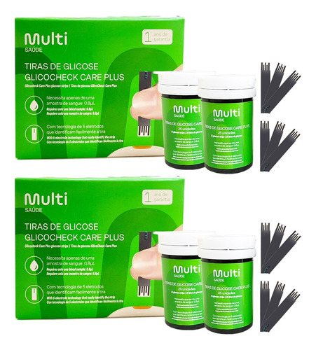 Kit 100 Tiras Para Teste Glicemia Glicose Hc489 Multilaser