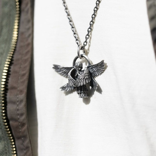Collar Con Colgante De Pareja De Serafines De Plata De Ley S