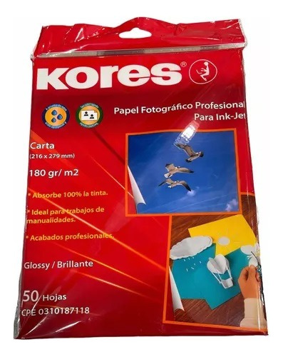 Papel Fotográfico Kores 180gr Brilla X50und 