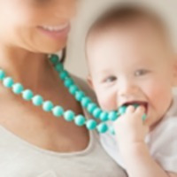 Colar Mordedor Silicone Para Bebê Dentes Pula Sela Turquesa