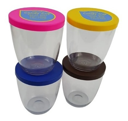 Imagem 1 de 5 de Kit Copos Com Tampa Para Salada De Frutas Mousse 280ml 4 Un