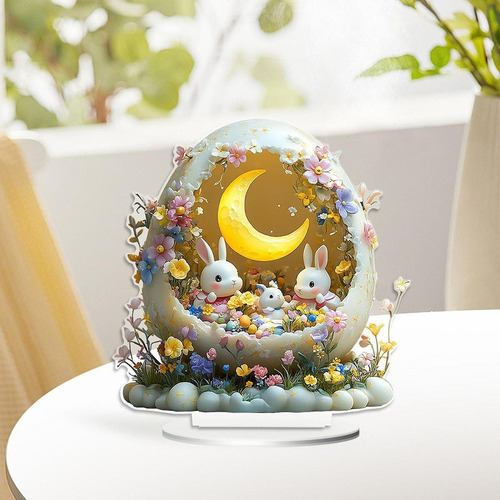 Escultura De Figura De Conejo De Pascua, Decoración 19x20cm