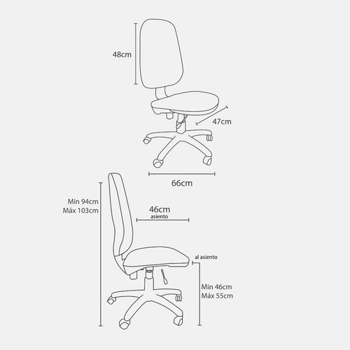 Imagen 3 de 8 de Silla De Oficina Indar Rudy Alta Tapizada Escritorio Colores