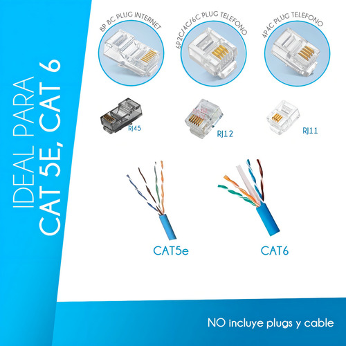 Pinza Ponchadora Vention Plug 3 En 1 Cable Rj45 Rj11 Color Azul