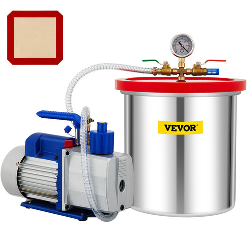 Vevor Kit Cámara De Vacío De 5 Galones+bomba De Vacío 7cfm