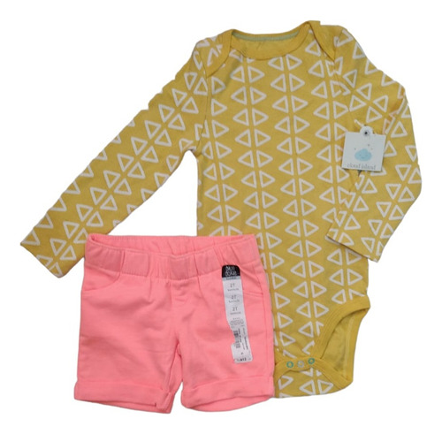 Combo Pañalero Amarillo Y Short Coral