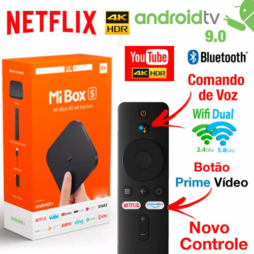 Xiaomi Mi Box S 1a Geração 8gb 2gb Ram Preto Controle Voz Preto De Voz