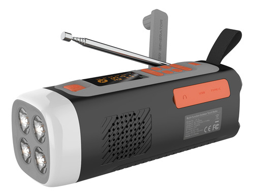 Radio Inalámbrica Am Crank De 4500 Mah Portátil Con Linterna