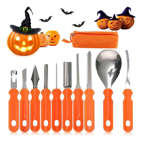 Conjunto De Escultura De Abóbora De Halloween Com 10