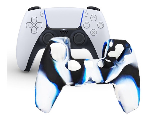 Funda Para Mando Ps5 Dualsense Blanco Negro Azul Flameado