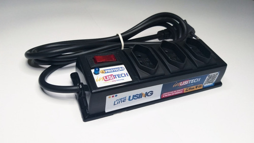 Power Line Using 3 Tomadas R - Protetor Anti Raio Preto