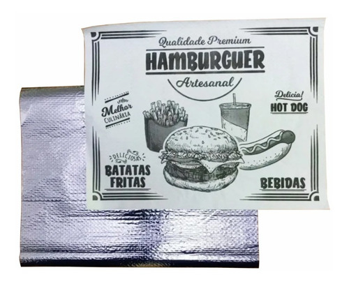 Papel Acoplado Térmico C/ 500 Un Hamburger Hamburguer Lanche