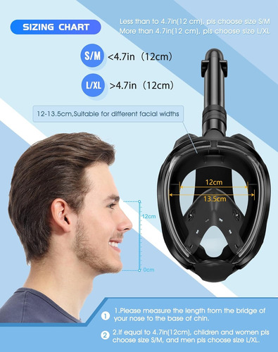 Máscara De Snorkel Greatever G2 De Cara Completa Con Sistema Negro