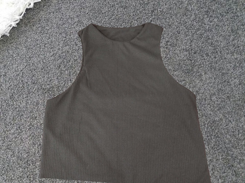 Pack 3 Tops Básicos Halter De Mujer Colores Neutro Tela Rib Blanco/negro/camel Rayas M