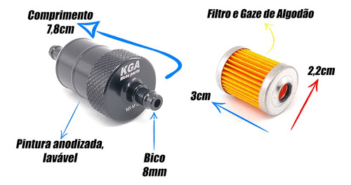 Filtro Combustível Esportivo Strada Falcon Tornado Pop Biz