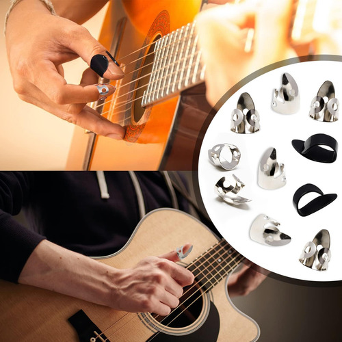 Juego De 12 Púas De Acero Para Pulgar, Que Incluyen 8 Púas Y