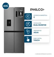 Heladera No Frost Philco Multidoor Inverter con Dispenser NPHSM462XDI 406 L Inox