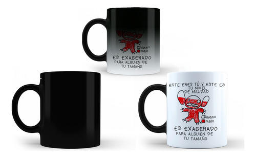 Taza Mágica Termosensible Stitch Nivel De Maldad / Enojado