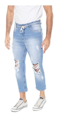 Calça Jeans Hering Slim Cropped Destroyed