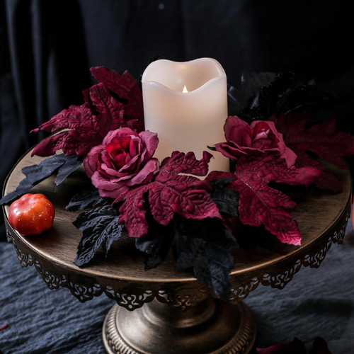 Corona De Guirnalda De Velas De Hojas Y Rosas De Color