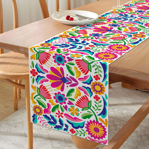 Mxg-jjsp Camino De Mesa De Lino Mexicano Para Decoración De