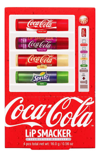 Protetor Labial Coca Cola Lip Smarcker Kit Com 4 Sabores