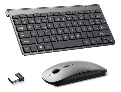 Combo de teclado y mouse inalámbrico - Mouse y teclado delgado de tamaño  completo, inalámbrico, con teclado numérico 2.4G conexión estable, DPI