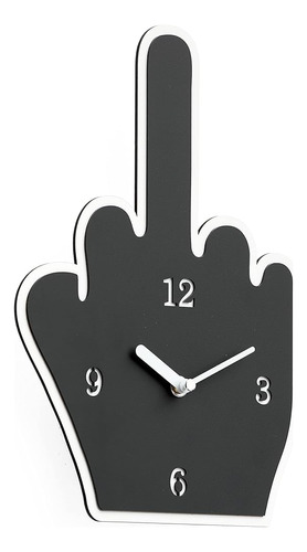 Reloj De Pared Silencioso Minimalista Black Middle Finger (1