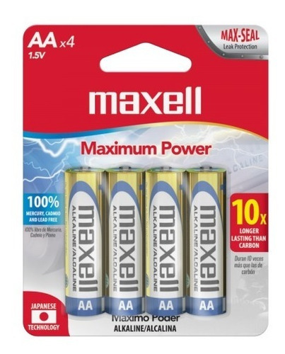 Imagen 1 de 2 de Bateria Maxell Doble A 4 Unidades Aa