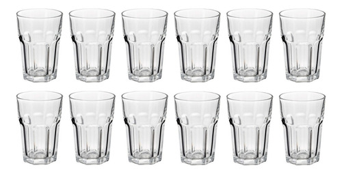 Vaso Vidrio Grueso Durax Alto Facetado 400cc  X 12 Unidades