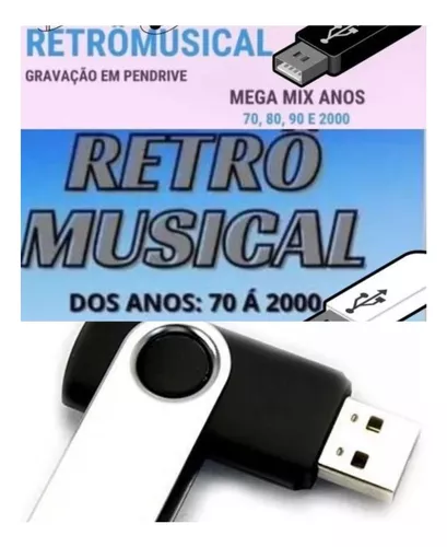 Pen Drive com Músicas ANOS 70, 80, 90 Internacionais - Mega Músicas