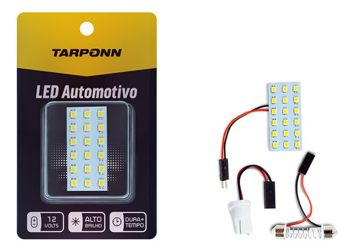 Lâmpada Led Interior Carro Placa 18 Leds C/ 2 Conectores