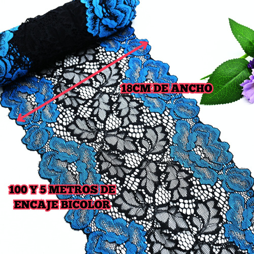 Rollo De Encaje Bicolor Floral De Alta Calidad 7014 Hade