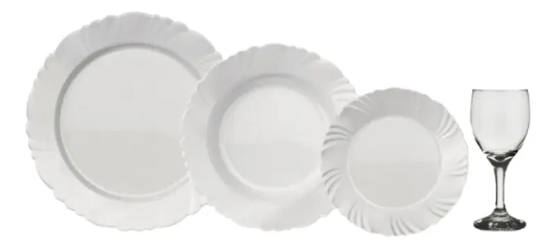 Conjunto Jantar Nadir Opaline Branco 16 Peças Vidro  Temperado