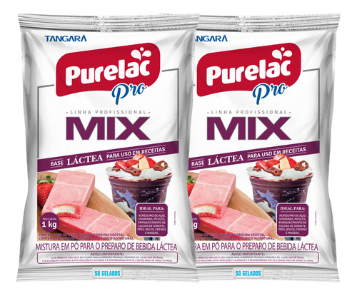 Leite Em Pó - Composto Lácteo Purelac Pro Mix 1kg - Kit C/ 2