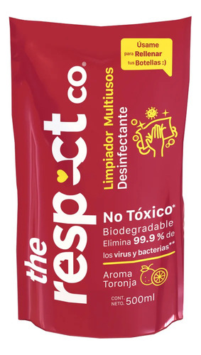 Limpiador Desinfectante Multiusos The Respect Co Pouch 500ml
