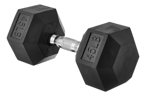 Mancuernas Hexagonales Goma Para Entrenamiento De Fuerza Negro Y Plateado