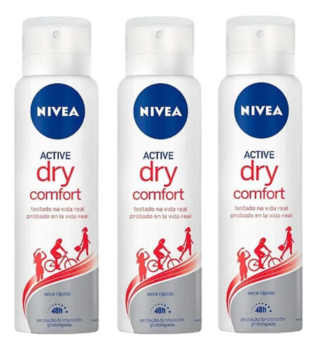Desodorante Aero Nivea 150ml Fem Dry Comfort-kit C/3un
