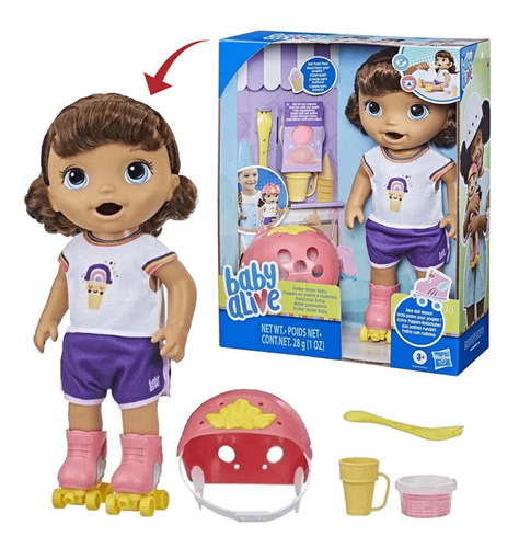 Boneca Baby Alive Roller Patins Morena E Acessórios Hasbro