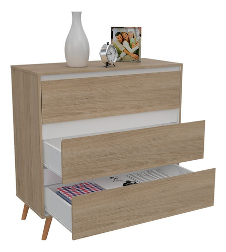 Organizador Durham, Beige Y Blanco, Con Tres Cajones X2