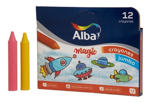 Crayones Jumbo Alba Escolar - 12 Colores Surtidos