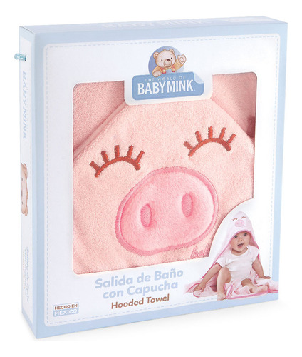 Salida de baño con capucha toalla bebé de colores baby mink